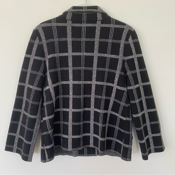 Moth by Anthropologie Windowpane Knit Sweater Blazer Black White S Office Career - Picture 9 of 14